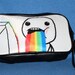 Toiletry Bag 2 Sided, Puking Rainbows Meme Rage Face Reddit 9.5x5.5x2.5 inches Cosmetic Bag, Has Amazed face on Back