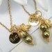 Best Friends Two Peas in a Pod Gold Necklaces with Vine and Leaf and BFF Personalized Hand Stamped Pendant Disc - Set of Two. Best