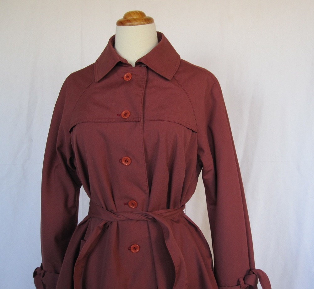 Vintage 70s MULBERRY Trench Coat by Diane von Furstenberg M L