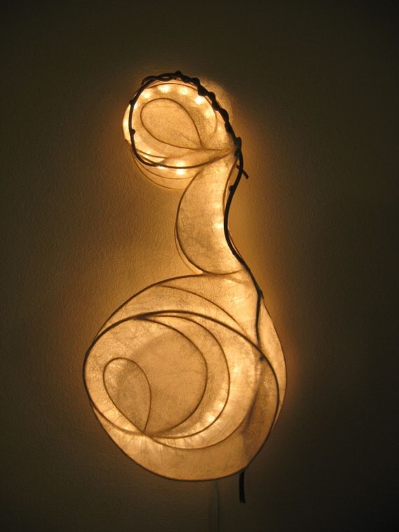 Light Sculpture The Gift papier mache and branch