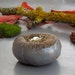 Periwinkle Ceramic Spore Pod with Gold Volcanic Center and Recycled Glass Wall Hanging