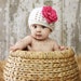 Baby Girl Hat - Newborn Hat - Girl Hat - Knit Hat - Crochet Hat - Flower Hat - Newborn to 4 years Includes 2 Flowers