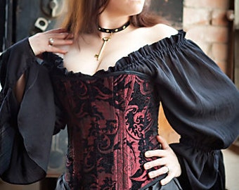 Black Cotton Chemise, Steampunk, Victorian, Renaissance, Medieval, Western, Dustpunk, Peasant Blouse, Pirate, Fairy, Shirt