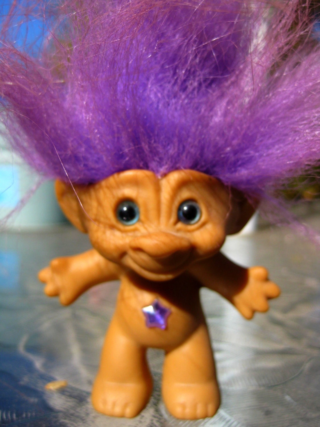 Purple Good Luck Troll Vintage Toy Doll by dragonflybynight