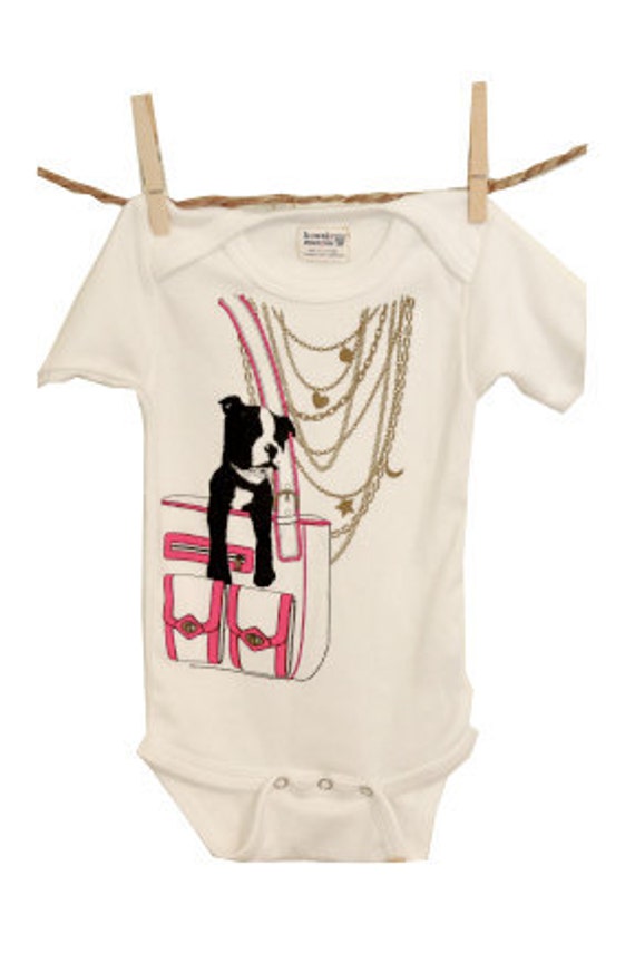 Gold Necklace, Pink Purse with Boston Terrier Dog Baby Onesie 0-3 ...