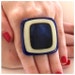 Cocktail Ring Glass - big bold handmade - CLOUD NINE - 1.8 inch