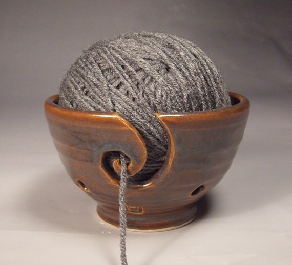 Yarn Bowl in Antique Iron thrown on by KaransPotsAndGlass on Etsy