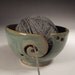 Yarn Bowl in Desert Sage and cactus green glazes- with swirl and three holes