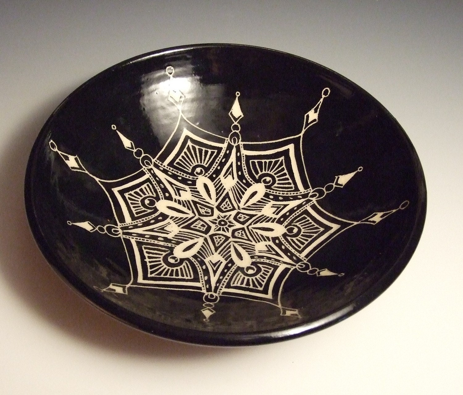 Sgraffito Serving Bowl My signature line of by KaransPotsAndGlass