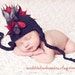 Mohawk hat baby boy 12-24 month size black and red earflap punk hat