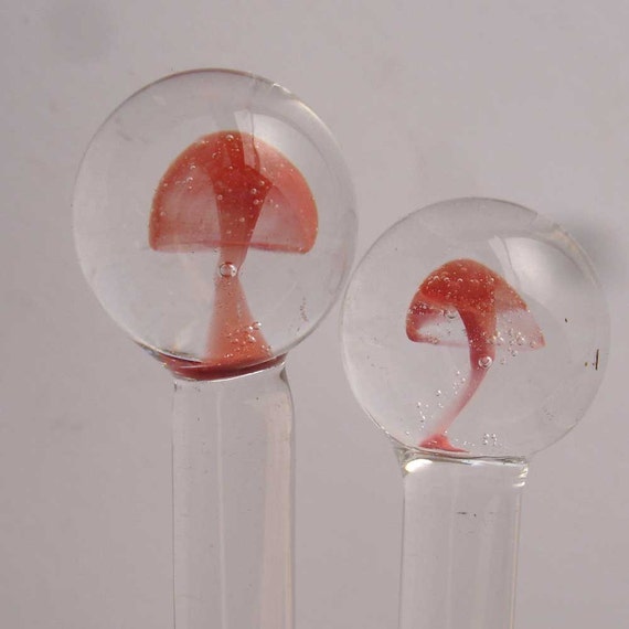 Pink Mushrooms Glass Knitting Needles US 10 6mm