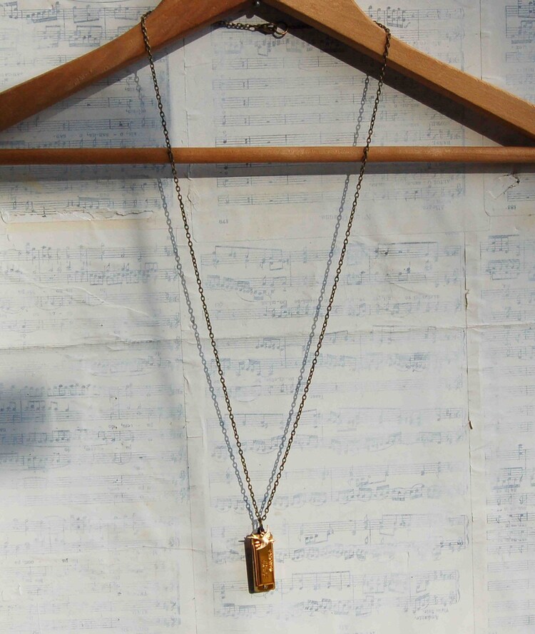 LOVE Song Tiny RED Harmonica Necklace Music by redtruckdesigns