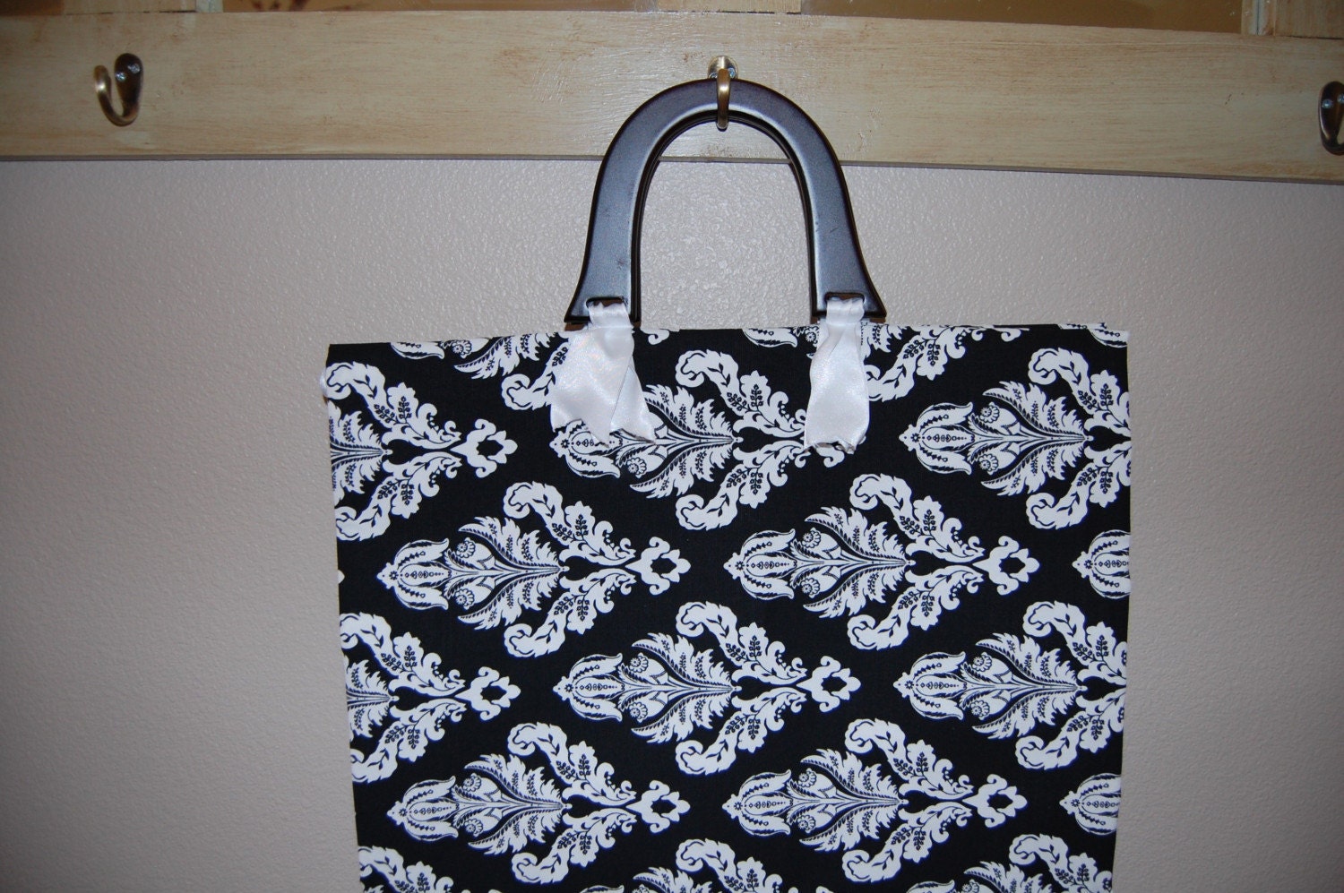 LDS Temple Bag with Black and White Floral Fabric with by TagBag