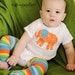 Orange Yellow Green and Blue Striped Baby Leg Warmers