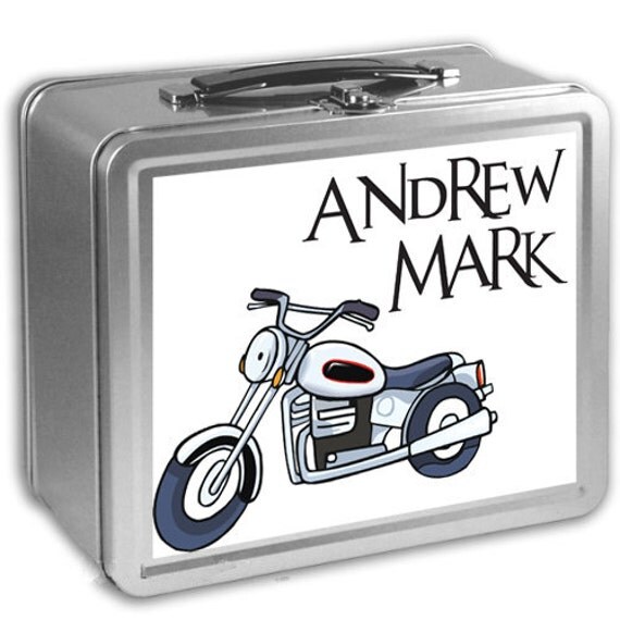 Items similar to Motorcycle Custom Lunch Box with Chalkboard, Thermos