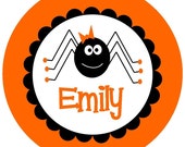 Personalized Itty Bitty Girly Spider Trick or treat bag...Halloween, Fall, Kids, Children, Spider, Black, Orange, Trick or Treat, Bag