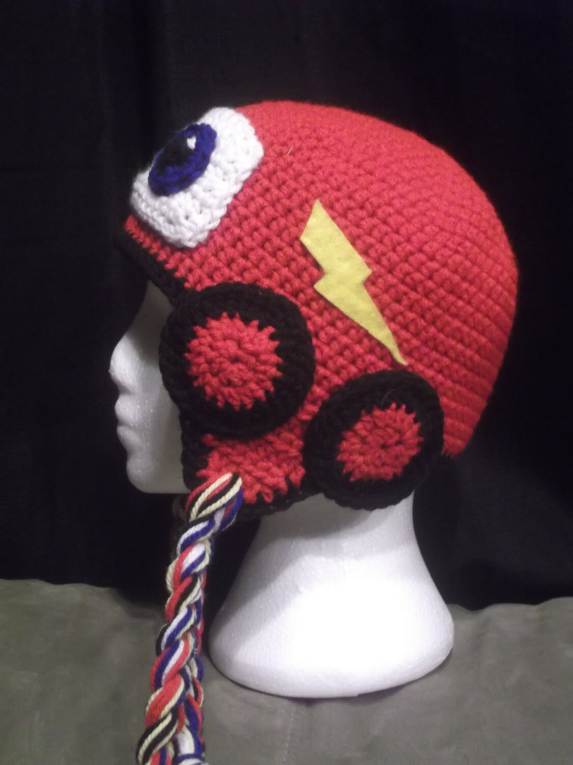 Lightning McQueen Crochet Hat with Wheels by CrochetByJulianne