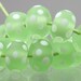 Etched Tranparent Green with White Polka Dots - 10 handmade lampwork beads P 51