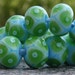Sky blue and green - 10 handmade lampwork beads P 19
