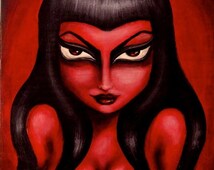 <b>...</b> big eye gothic seductive pin up devil woman GICLEE PRINT by <b>NINA FRIDAY</b> - il_214x170.139967771