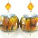 Lampwork Glass Earrings Amber Gold Topaz Crystal Sterling Silver - Autumn Gold