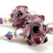 Purple Flower Earrings, Purple Lampwork Glass Bead Earrings, Mauve Pearl Sterling Silver - Purple Passion