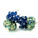 Navy Blue Crystal Earrings, Dark Blue Green Earrings, Boro Lampwork Earrings, Beadwork Earrings, Glass Earrings Cluster Earrings Congo River