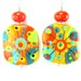 Orange Yellow Glass Earrings, Abstract Earrings, Colorful Lampwork Earrings, Orange Yellow Green Earrings, Summer Earrings - Mad Scientist