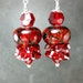 Boro Lampwork Earrings, Red Glass Earrings, Red Black Glass Bead Earrings, Red Earrings, Crystal Earrings, Boho Earrings- Red Velvet