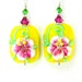 Hibiscus Earrings, Yellow Pink Floral Lampwork Earrings, Beadwork Earrings, Flower Earrings, Glass Earrings, Tropical Earrings - Hibiscus