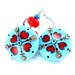 Turquoise Lampwork Earrings, Turquoise Red Glass Earrings, Red Heart Earrings, Turquoise Earrings, Summer Earrings - Country Girl