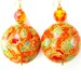 Orange Murano Earrings, Orange Gold Green Venetian Glass Bead Earrings, Orange Earrings, Fall Earrings, Fall Colors - Great Balls of Fire