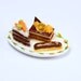 Trio of French Pastries on Handpainted Plate - French Miniature Food in 12th Scale