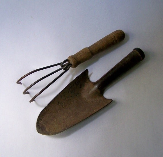 Vintage Gardening Tools Trowel and Cultivator