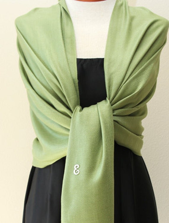 4 sage green shawls with monogram 9/30