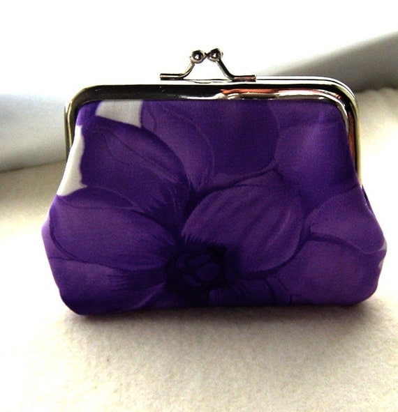 Coin Purse Change Purse Purple and White Coin Purse Coin