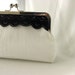 Madison - white dupioni silk clutch with black velvet lace