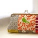 Orange Linen Clutch - Autumn Clutch - Autumn Patchwork Print Clutch