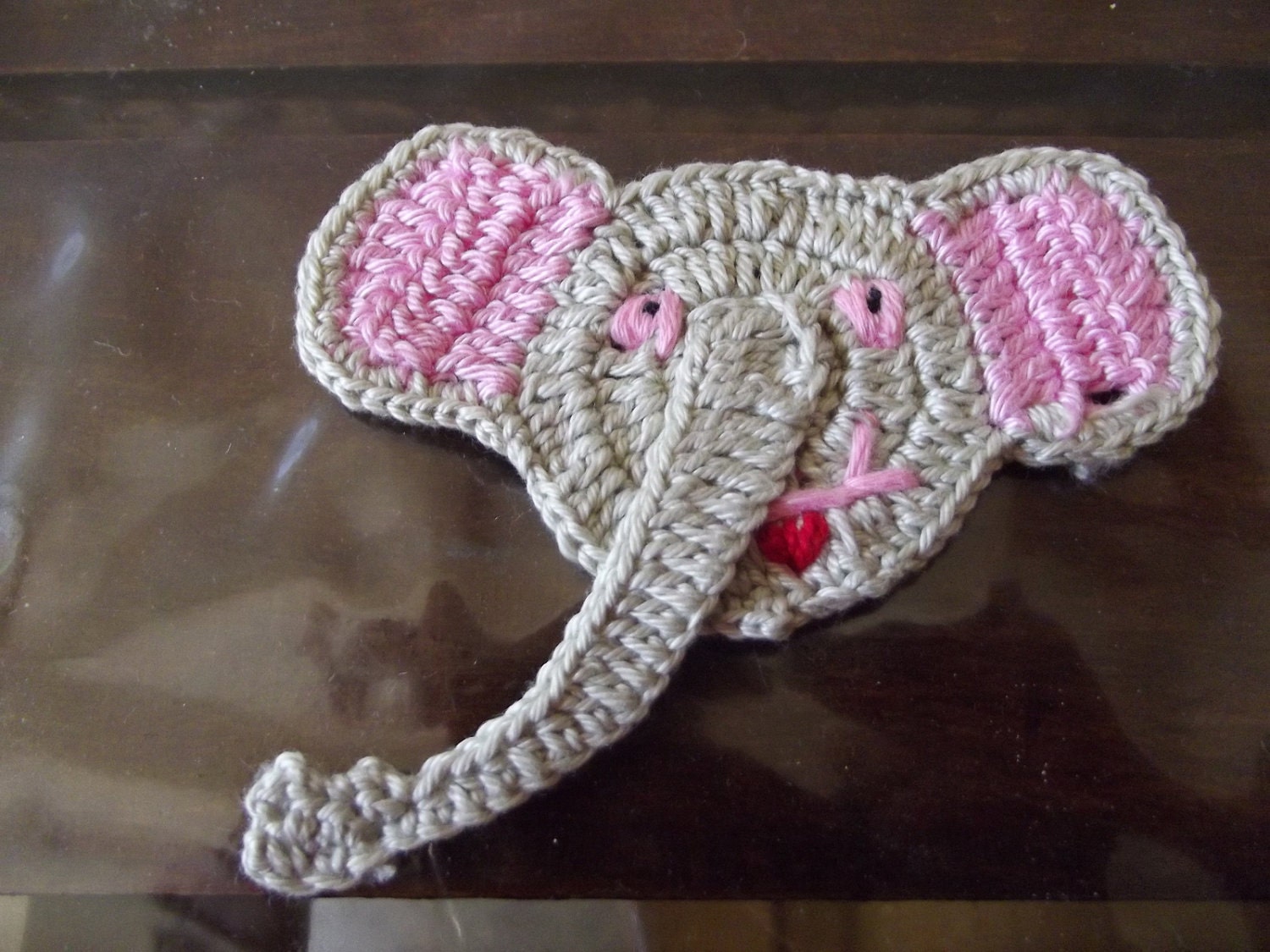 COTTON Crochet Applique elephant..