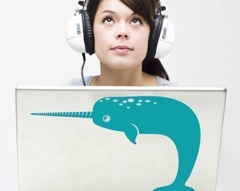 narwhal laptop decal geekery, sticker art, narwhal design, FREE SHIPPING