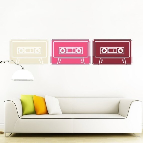 cassette tape wall decal 3pack by beepart on Etsy