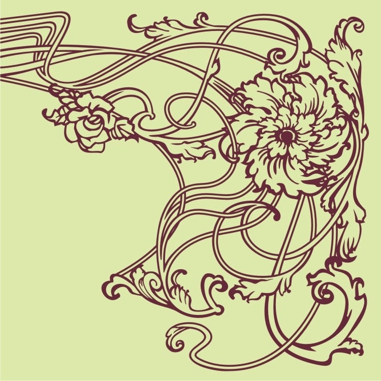 art nouveau decal border, windor border decal, art nouveau floral art ...