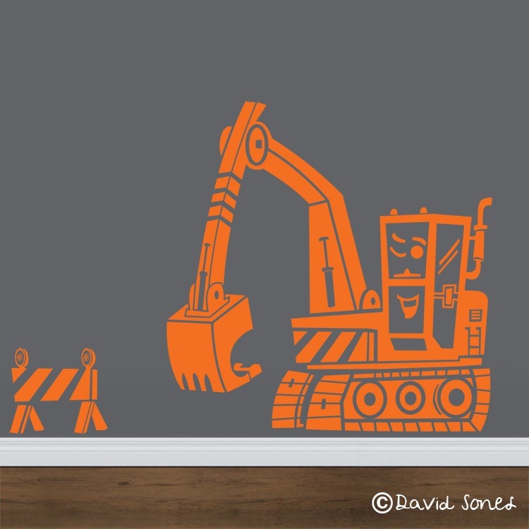 vinyl wall decal construction equipment Excellent Excavator
