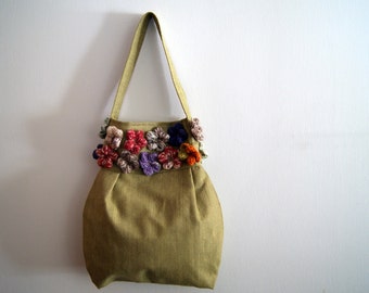 Verde con borsa borsa fiori