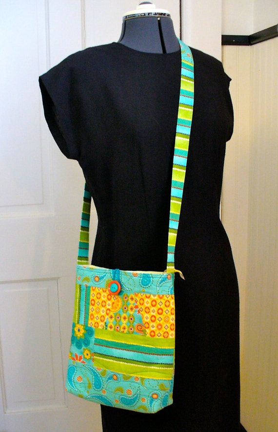 Cross Body Purse Small Messenger Bag Quilted Pieced Paisley