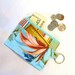 Womens Wallet Coin Purse Retired Amy Butler Fabric Singapore Palms Card Slot Key Ring Fob Ginger Bliss Aqua Peach