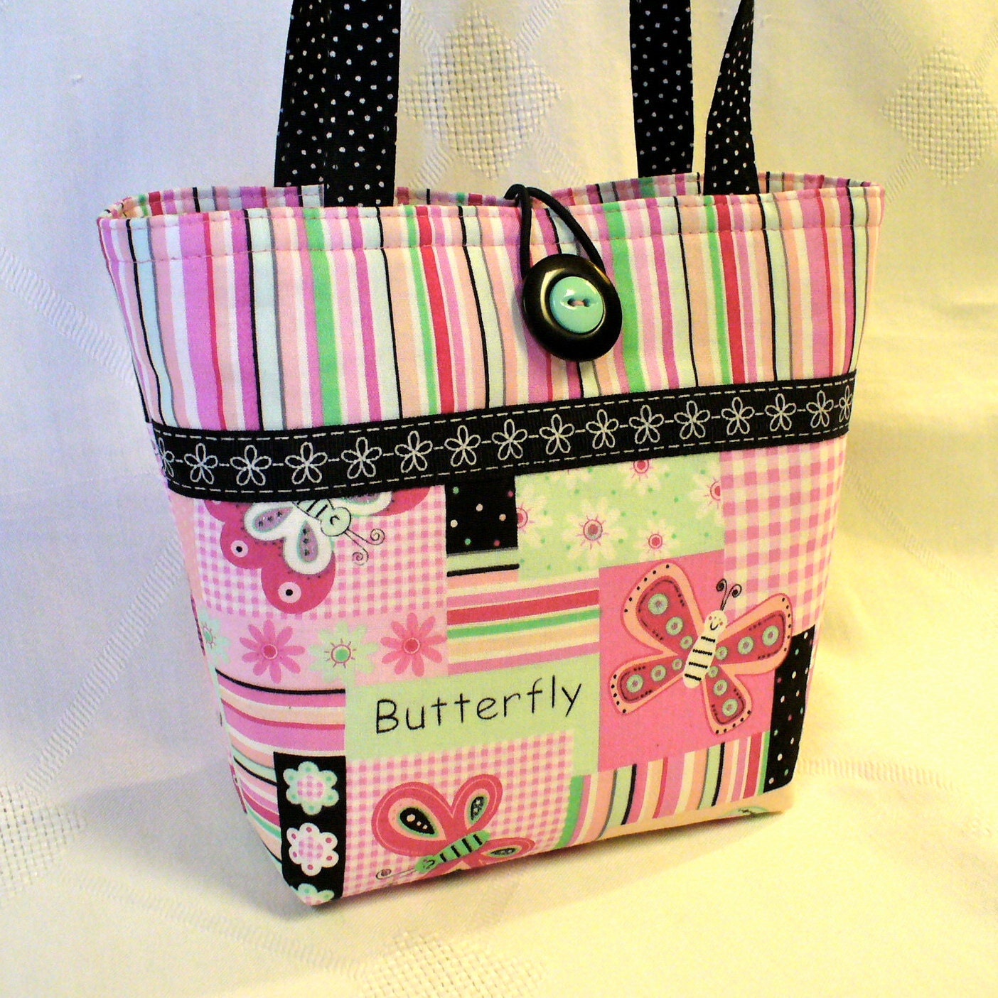 Little Purse BUTTERFLY Flowers Pink Patchwork Small Handbag