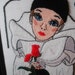 2 Dramatic Black white embroidered Pierrot Harlequin wall hangings ... Red and Yellow rose Embroidery
