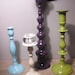 RESERVED for Katie.........................4 upcycled Refreshing candle grouping ... purple green ivory aqua .... Cottage chic