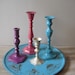 Upcycled - Jewel Tones - painted candle holder collection - Tray - BOHO Chic Aqua